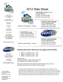 2012 Rate Sheet