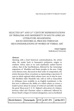 SElECtEd 20th and 21St CEntUry rEPrESEntationS oF tribaliSM and