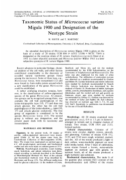 Taxonomic Status of Micrococcus varians Migula 1900 and