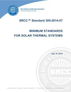 SRCC Standard 300 For Solar Water Heating Systems
