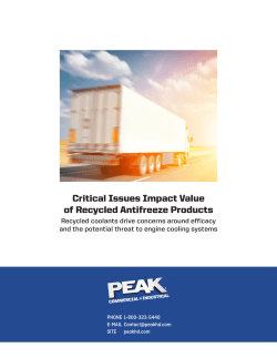 Critical Issues Impact Value of Recycled Antifreeze Products
