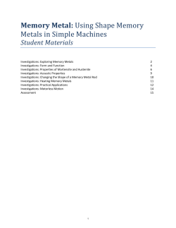 Memory Metal: Using Shape Memory Metals in