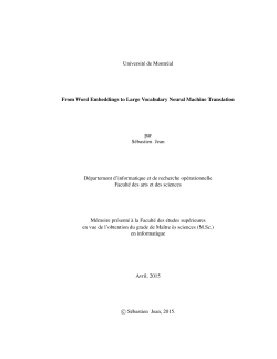 Universit&eacute; de Montr&eacute;al From Word Embeddings to Large