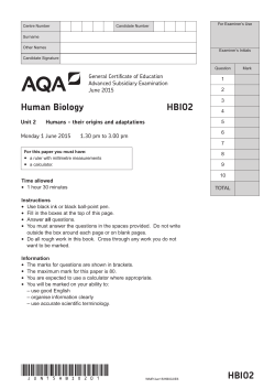 A Level Human Biology Question paper Unit 02 - Humans