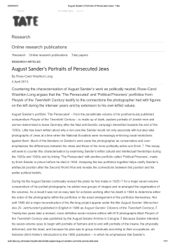 August Sander`s Portraits of Persecuted Jews