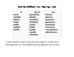 Sort 18: Suffixes –ic, -ity/-ty, -ous