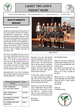 primary Newsletter Issue No. 211-4th March 2014