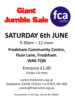 Giant Jumble Sale SATURDAY 6th JUNE