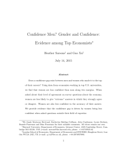 Confidence Men? Gender and Confidence: Evidence among Top