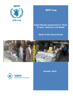 Rapid Market assessment in Tikrit, Al Door, Samarra, and Balad