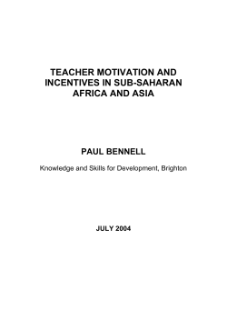 teacher motivation and incentives in sub-saharan africa and