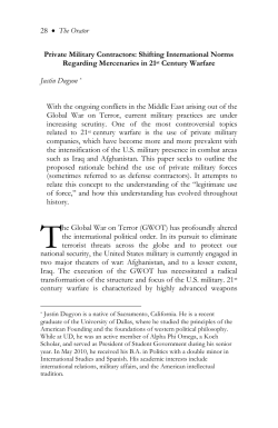 28 &bull; The Orator Private Military Contractors: Shifting International