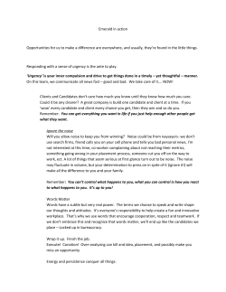 Emerald in action Opportunities for us to make a difference are