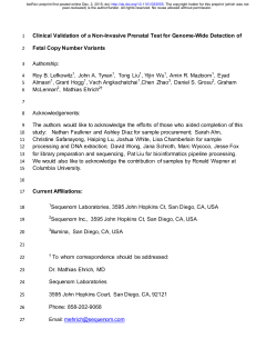 Clinical Validation of a Non-Invasive Prenatal Test for