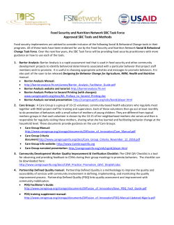 SBC Task Force Approved Tools - Food Security and Nutrition Network