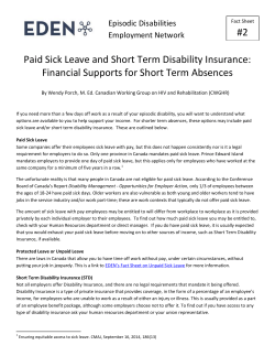 Paid Sick Leave and Short Term Disability Insurance