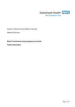 Page 1 of 5 Division of Women`s and Children`s Services Maternity