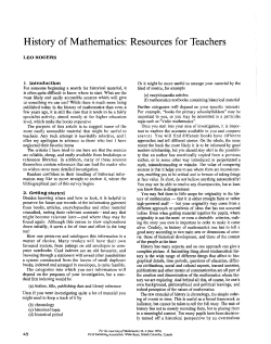 History of Mathematics: Resources for Teachers