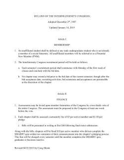 BYLAWS OF THE INTERFRATERNITY CONGRESS Adopted