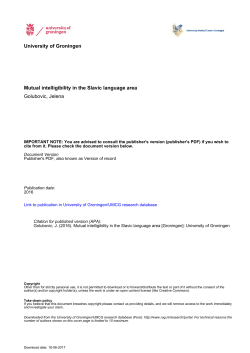 Mutual intelligibility in the Slavic language area Golubovic