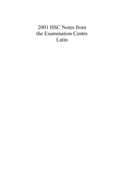 2001 HSC Notes from the Examination Centre Latin