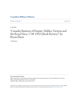 "Canada`s Bastions of Empire: Halifax, Victoria and the Royal Navy