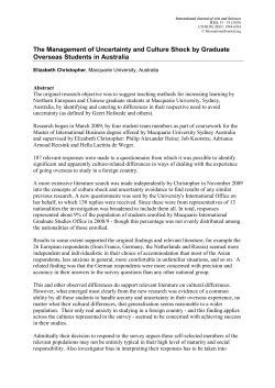 The Management of Uncertainty and Culture Shock by Graduate