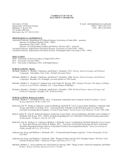 CURRICULUM VITAE MATTHEW J. BURBANK University of Utah E