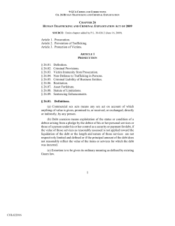 Human Trafficking and Criminal Exploitation Act of 2009