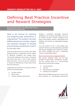 Defining Best Practice Incentive and Reward Strategies