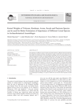 Kernel Weights of Triticum, Hordeum, Avena, Secale and Panicum