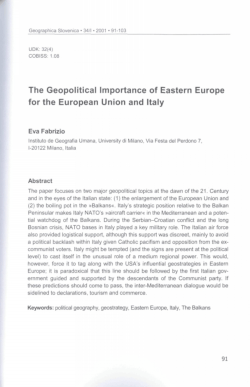 The Geopolitical Importance of Eastern Europe for the European