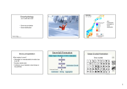 1 Snowhydrology Snow precipitation