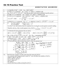 Ch 19 &ndash; Solubility Equilibria