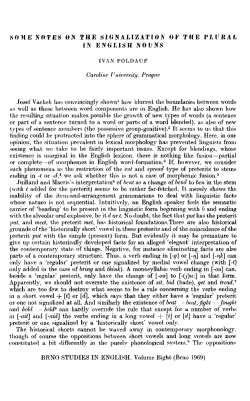 Some Notes on the Signalization of the Plural in English Nouns