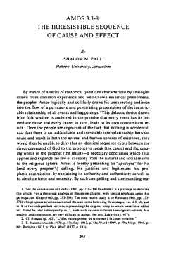 AMOS 3:3-8: THE IRRESISTIBLE SEQUENCE OF CAUSE AND
