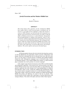 Jewish Terrorism and the Modern Middle East