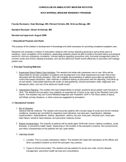CURRICULUM ON AMBULATORY MEDICINE ROTATION SVCH