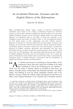 An Accidental Historian: Erasmus and the English History of the