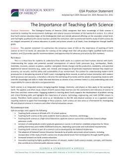 The Importance of Teaching Earth Science