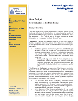 Introduction to the State Budget - Kansas Legislative Research