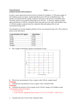 An AAS is used to determine the level of iron in a brand of