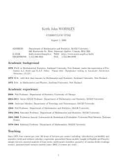 Keith John WORSLEY - Mathematics and Statistics