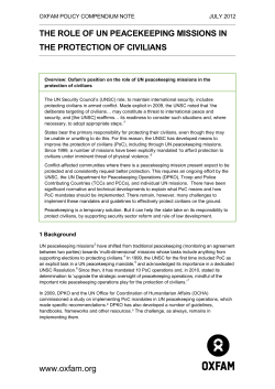 The role of UN peacekeeping missions in the protection of civilians