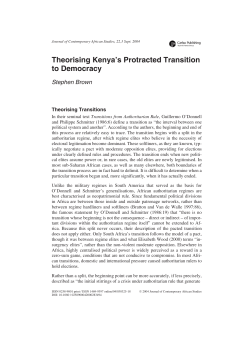 Theorising Kenya`s Protracted Transition to Democracy