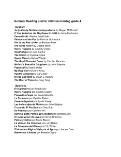 Summer Reading List for children entering grade 4