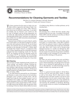 Recommendations for Cleaning Garments and Textiles