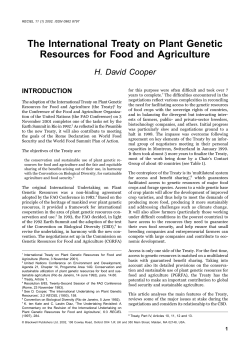 The International Treaty on Plant Genetic Resources for Food and