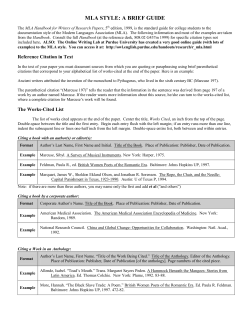 MLA Style Guide for Citing Print Resources