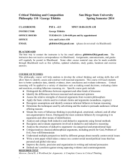 Phil 110 Critical Thinking (Tibbitts) (S 2014)